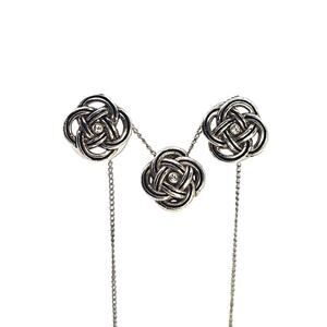 Brighton Interlok Mini Necklace Earring Set Silver Plated Celtic Knot Crystals